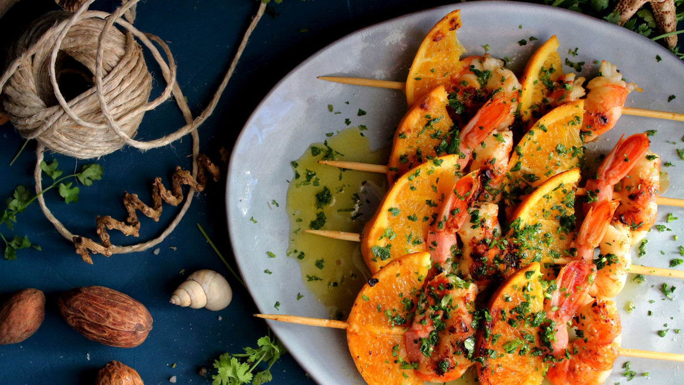 Orange Marinated Grilled Shrimp Skewers