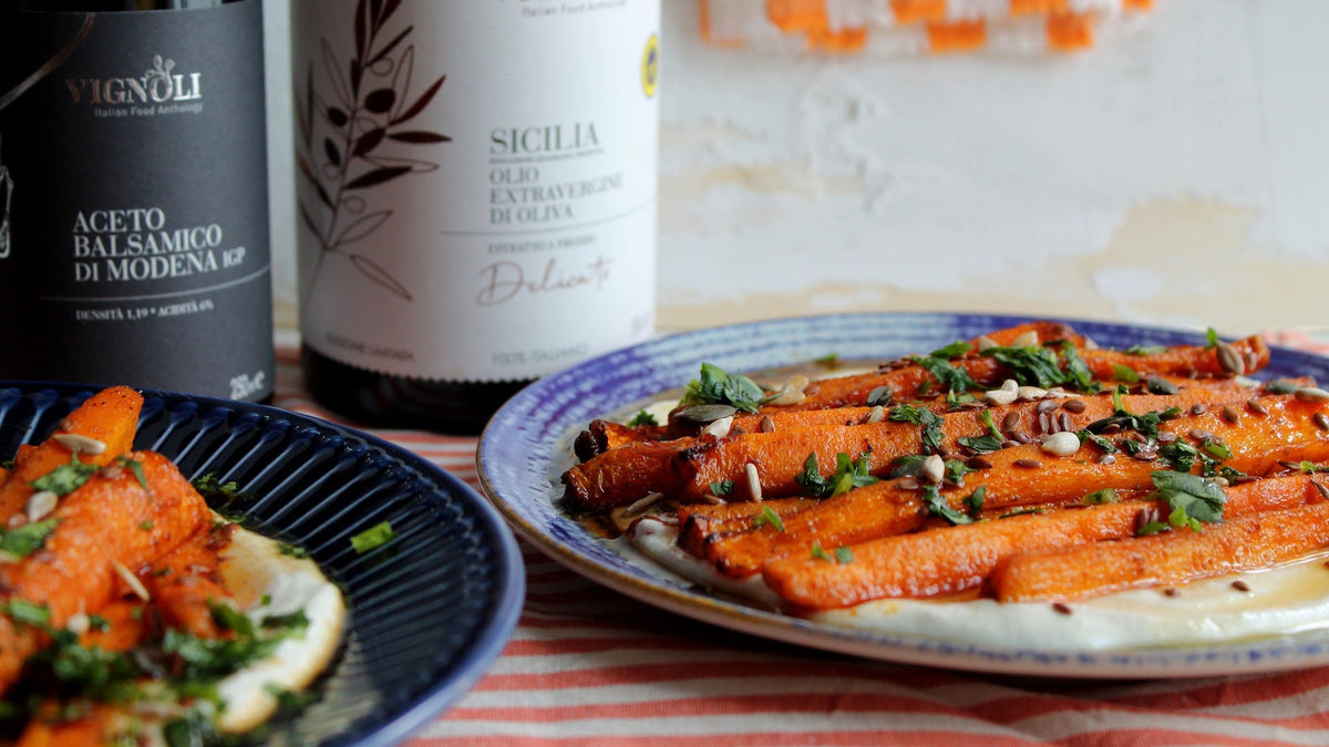 Tasty air fryer carrots with whipped feta cheese