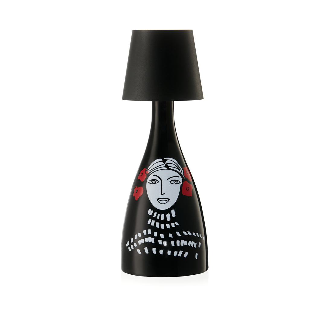 ceramic olive oil bottles with led lamp included, hand painted in italy, black