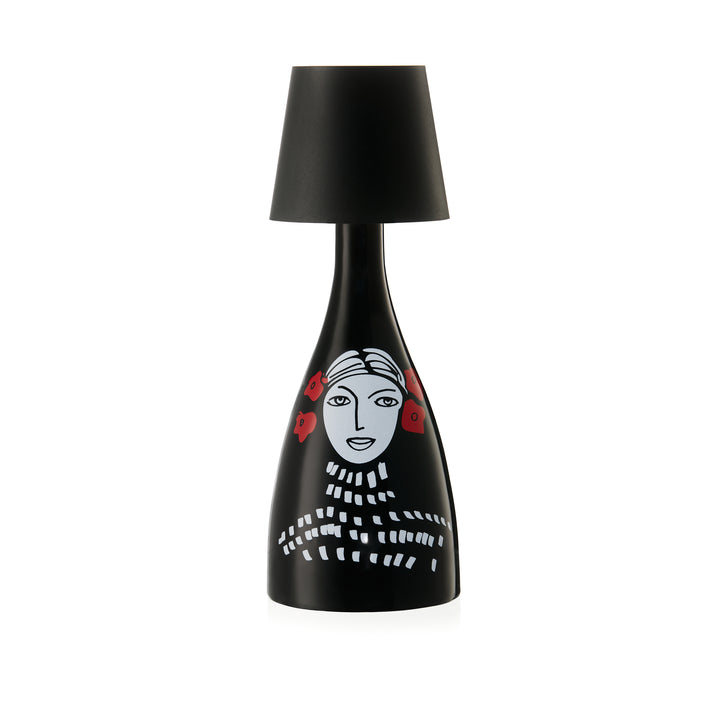 ceramic olive oil bottles with led lamp included, hand painted in italy, black
