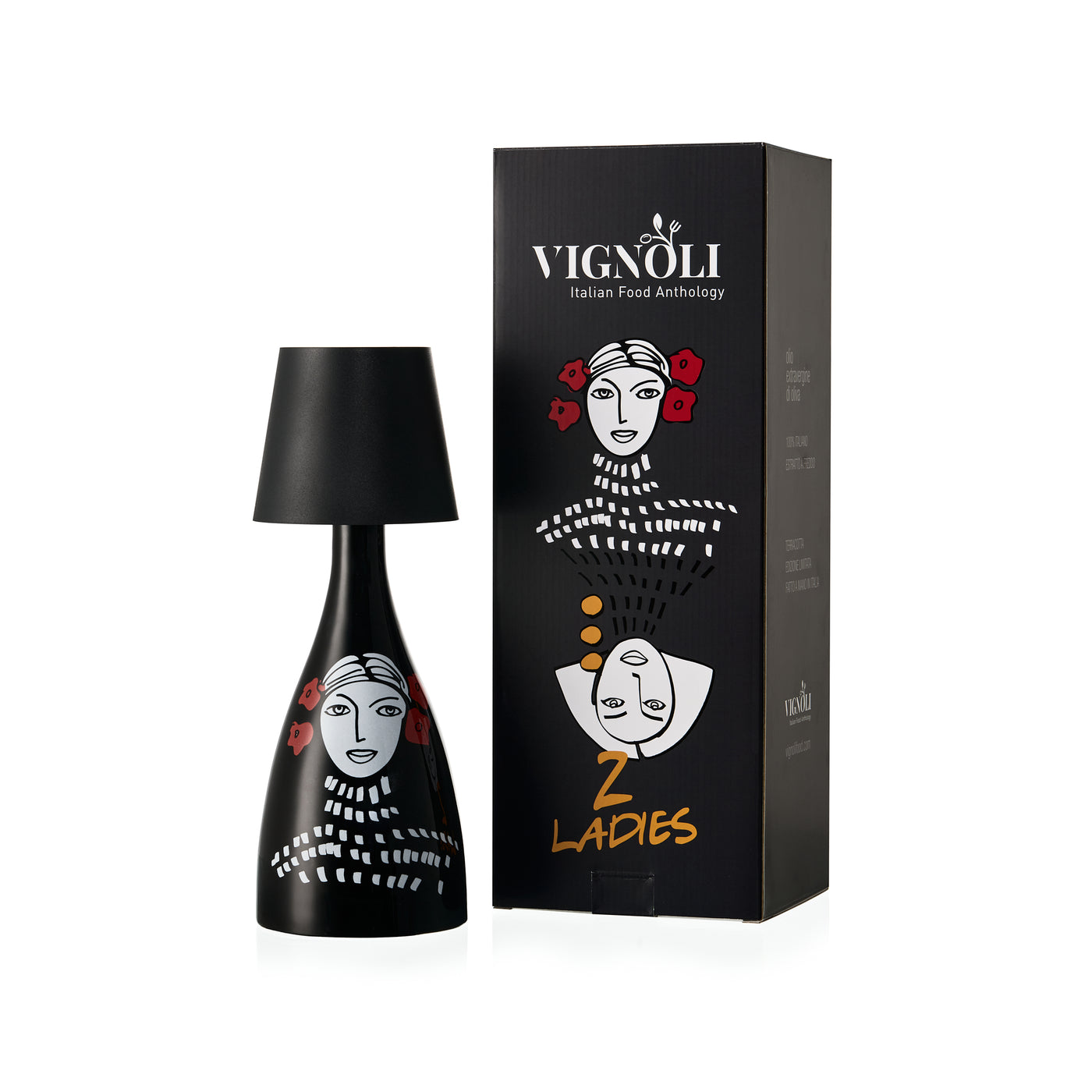 “2 Ladies” Ceramic Olive Oil Bottle - Lamp Edition - Black