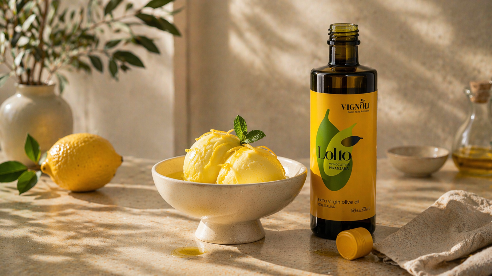 Lemon Gelato with Olive Oil