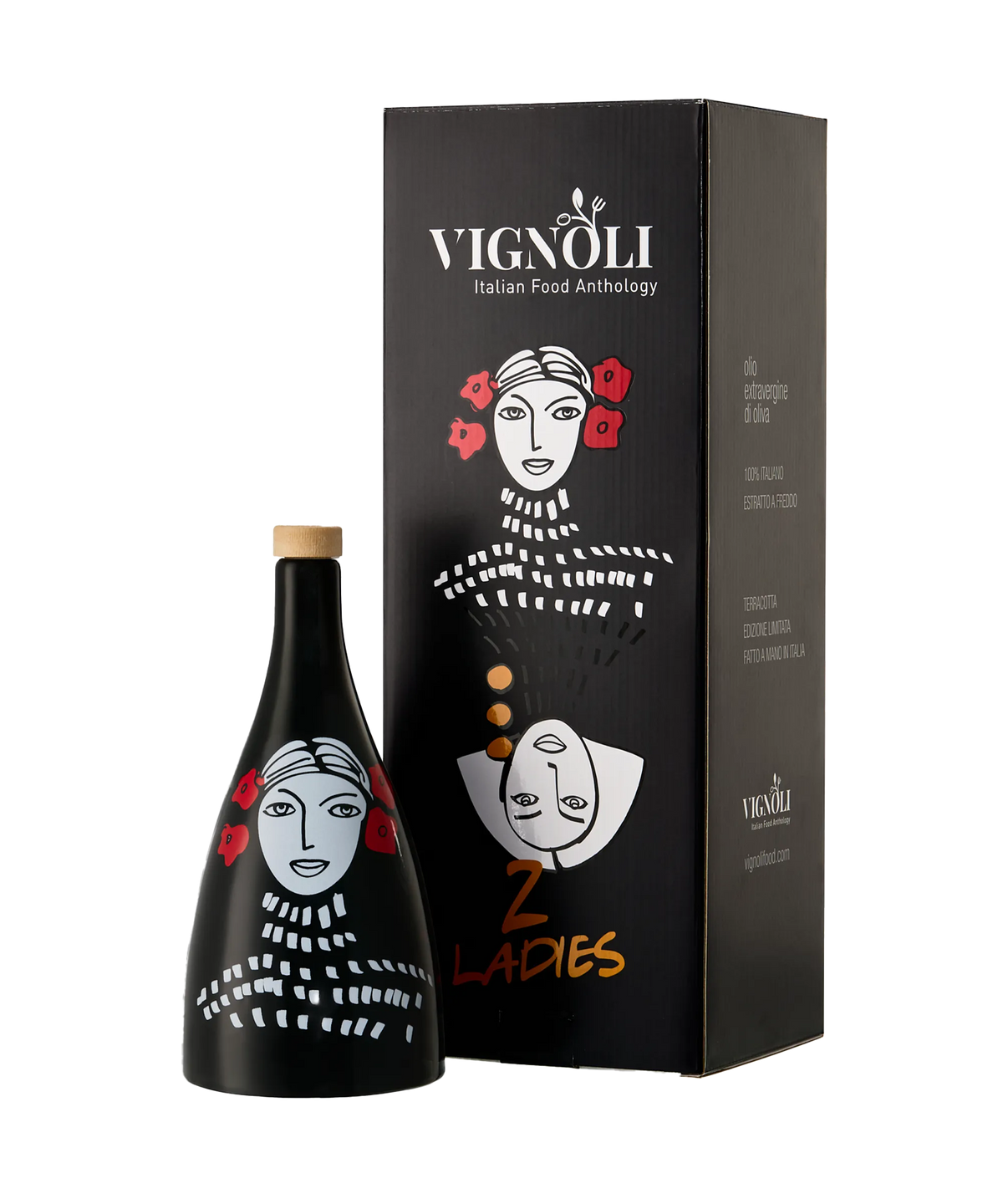 “2 Ladies” Ceramic Olive Oil Bottle - Classic Edition - Black