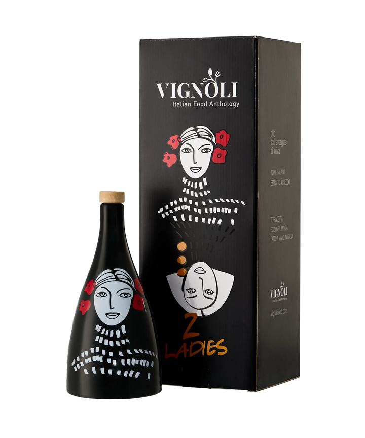 “2 Ladies” Ceramic Olive Oil Bottle - Classic Edition - Black