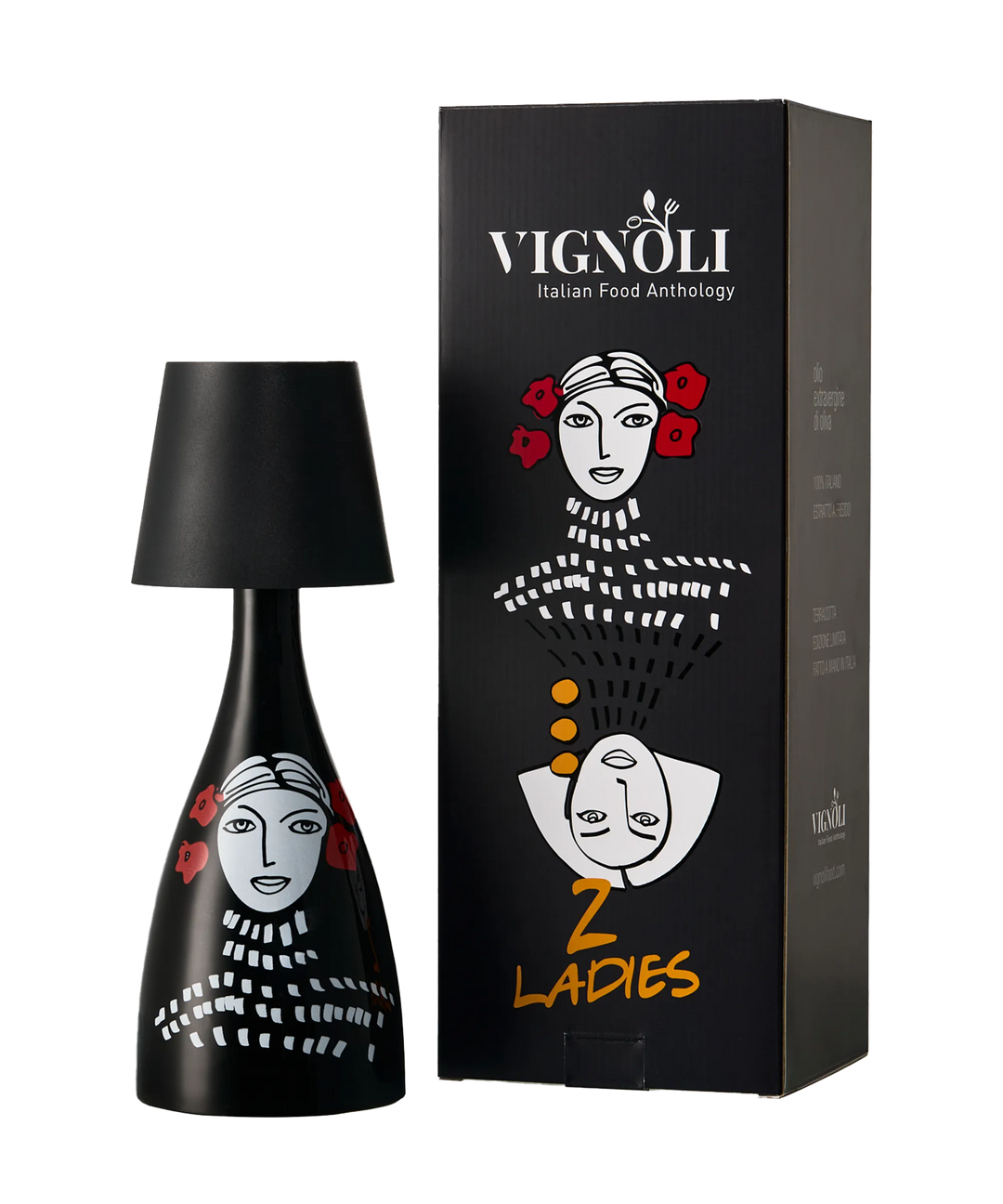 “2 Ladies” Ceramic Olive Oil Bottle - Lamp Edition - Black