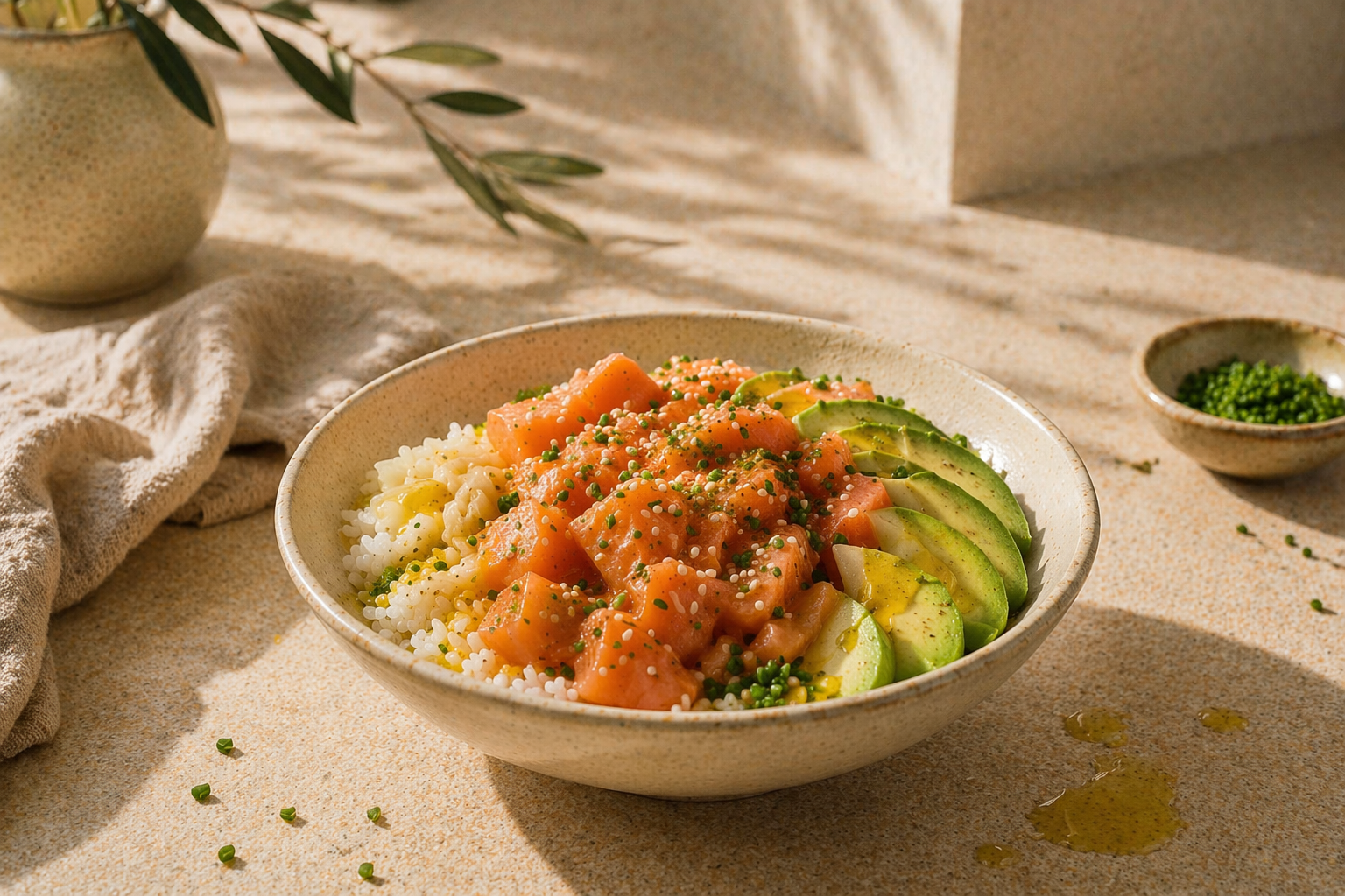 Salmon Bowl with Olive Oil