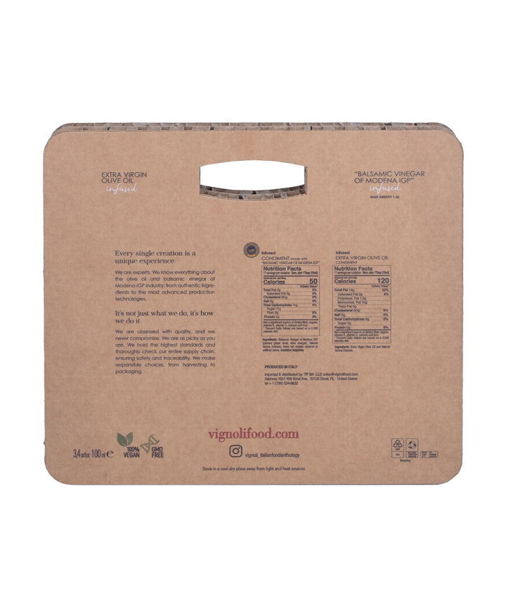 Sweet & Smoky Olive Oil & Vinegar Gift Set back of pack with nutrition facts