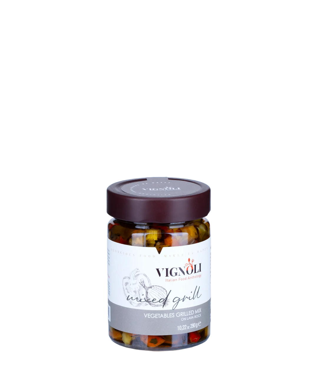 Mixed Grill Vegetables in Olive Oil front of 10.22oz jar