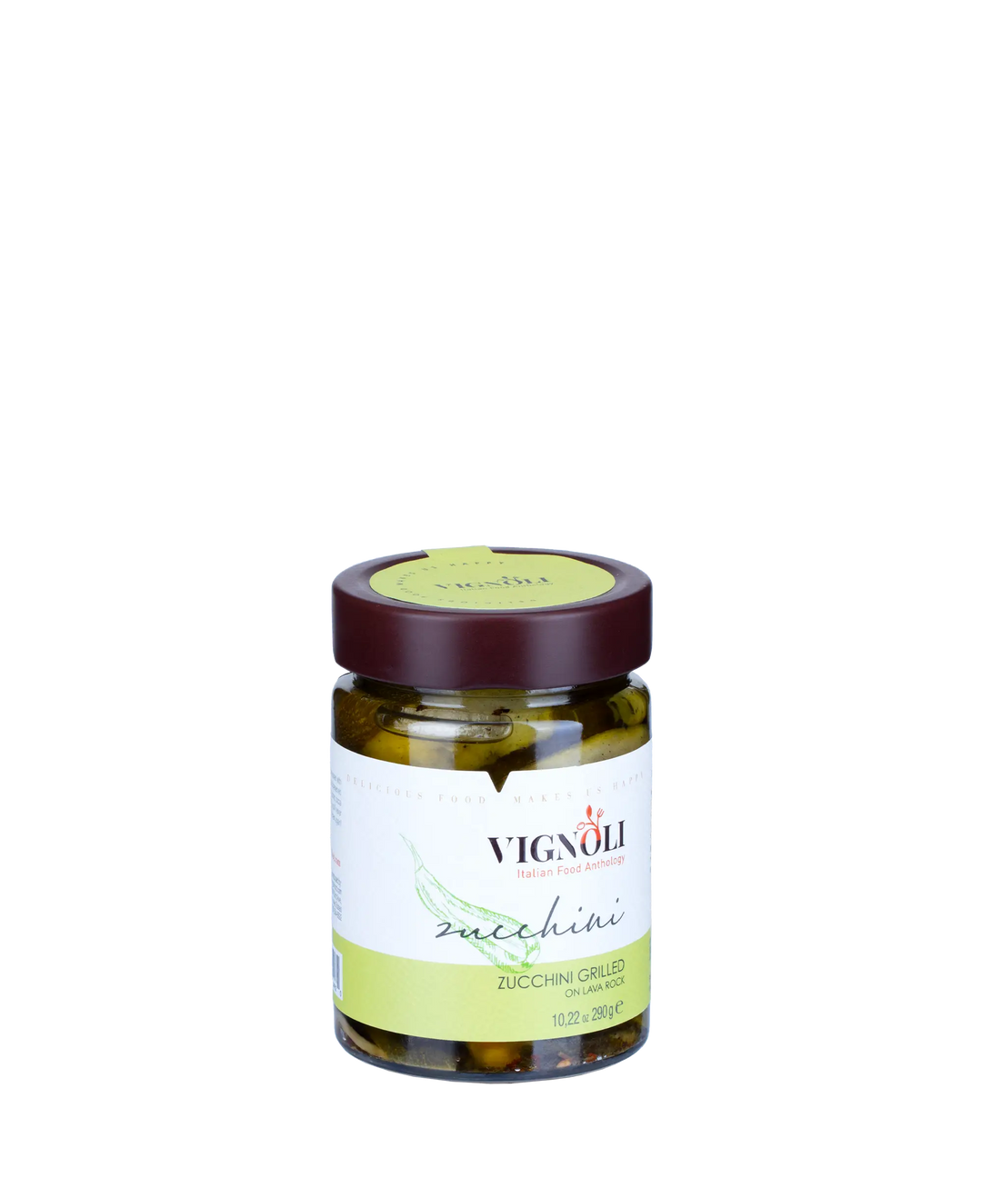 Vignoli Grilled Zucchini in Olive Oil front of 10.22oz jar