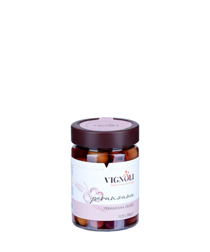 Peranzana Olives front of 10.22 Ounce jar