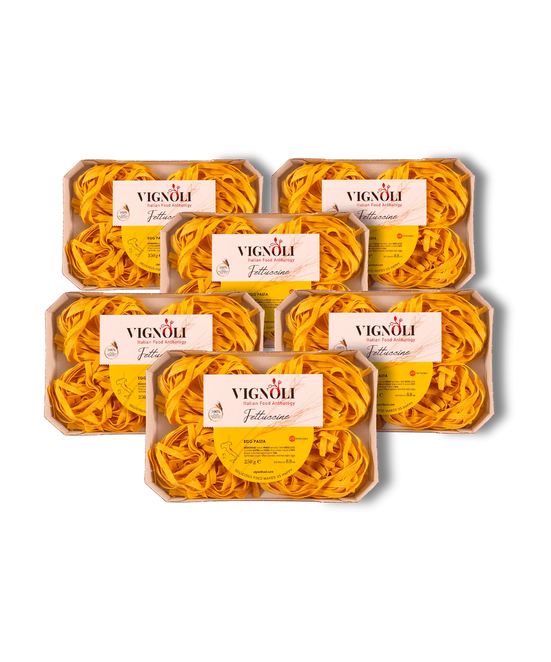 Italian Fettuccine Egg Pasta Pasta 6 boxes of 8.8oz front view