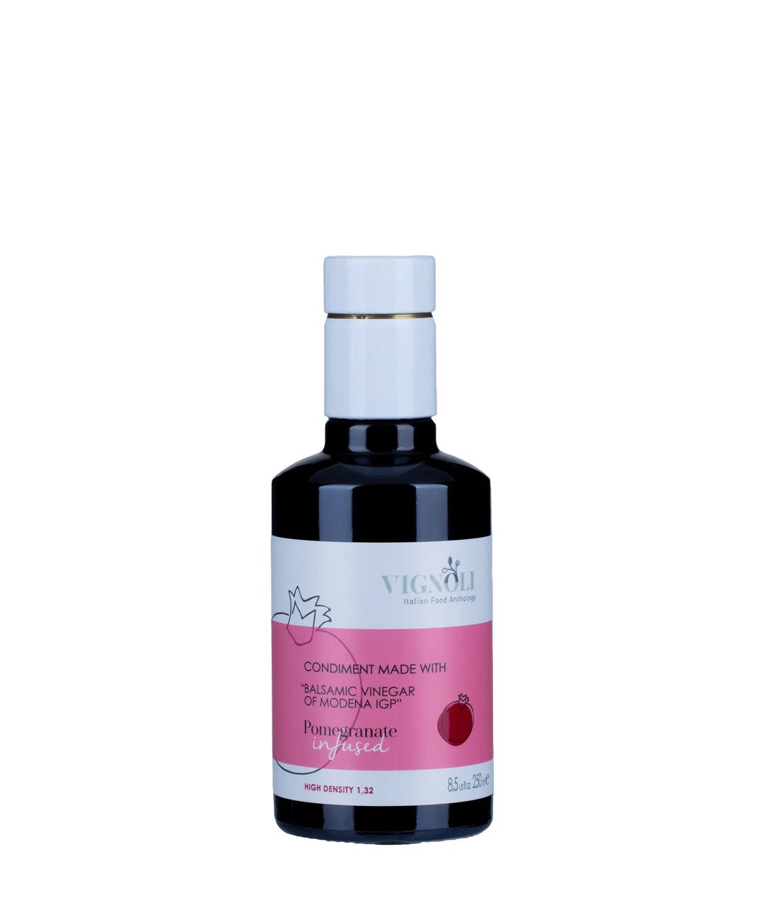 Vignoli Pomegranate Infused Balsamic Vinegar front of 8.5oz bottle