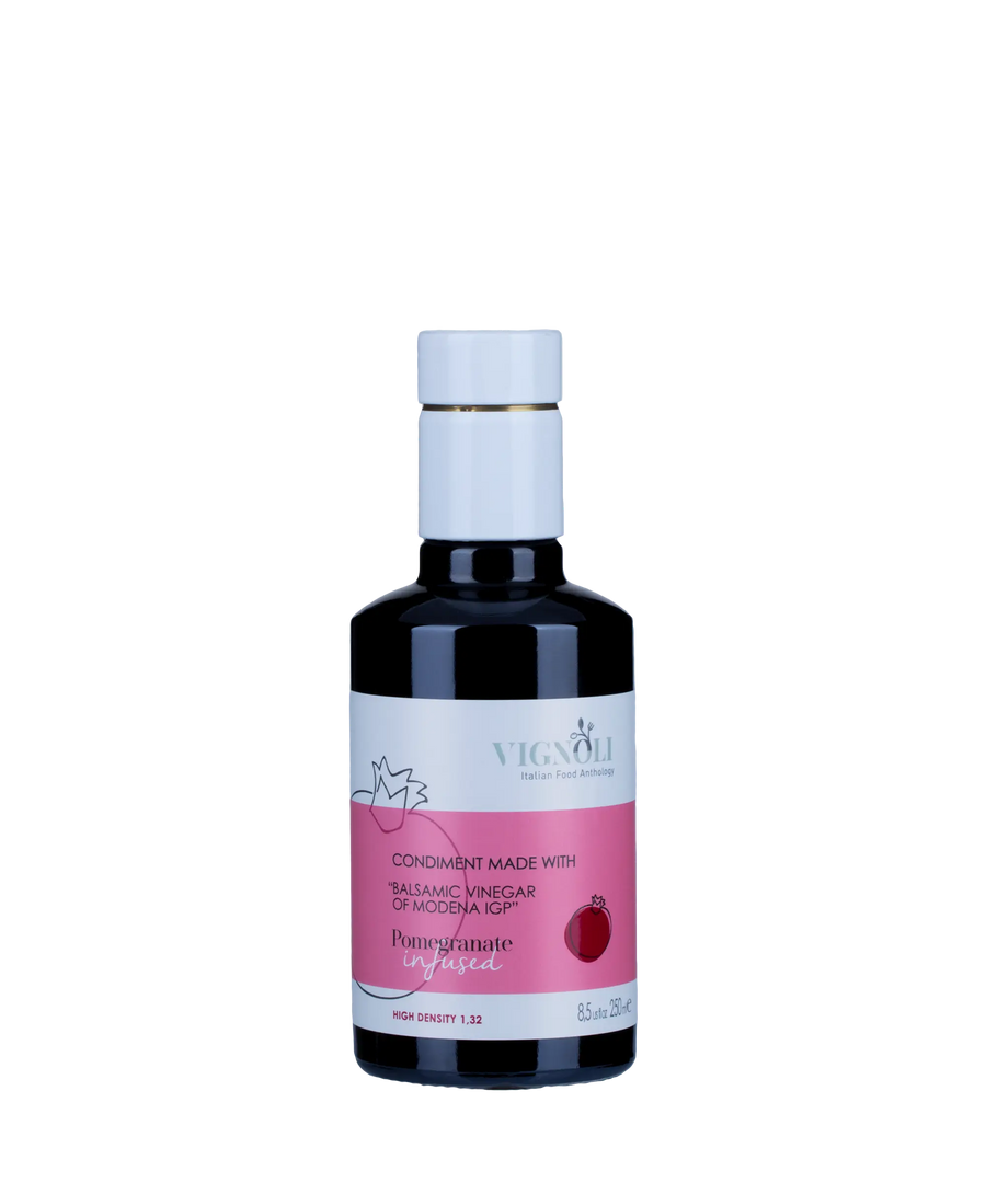 Vignoli Pomegranate Infused Balsamic Vinegar front of 8.5oz bottle