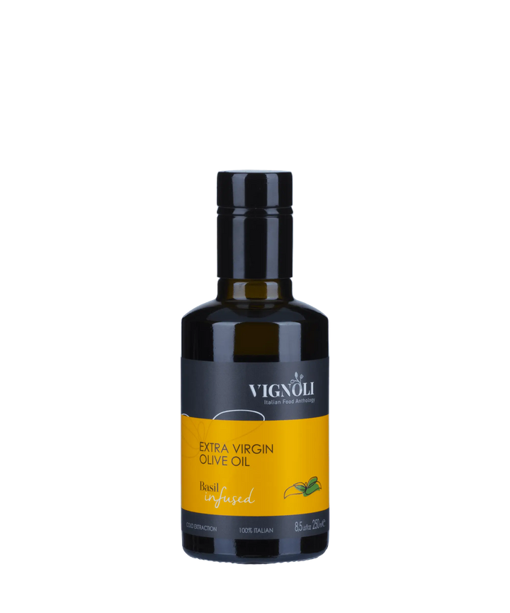 Basil Infused Extra Virgin Olive Oil front of 8.5oz bottle
