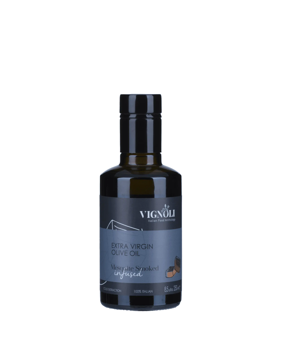 Vignoli Mesquite Smoked Infused Extra Virgin Olive Oil front of 8.5 oz bottle