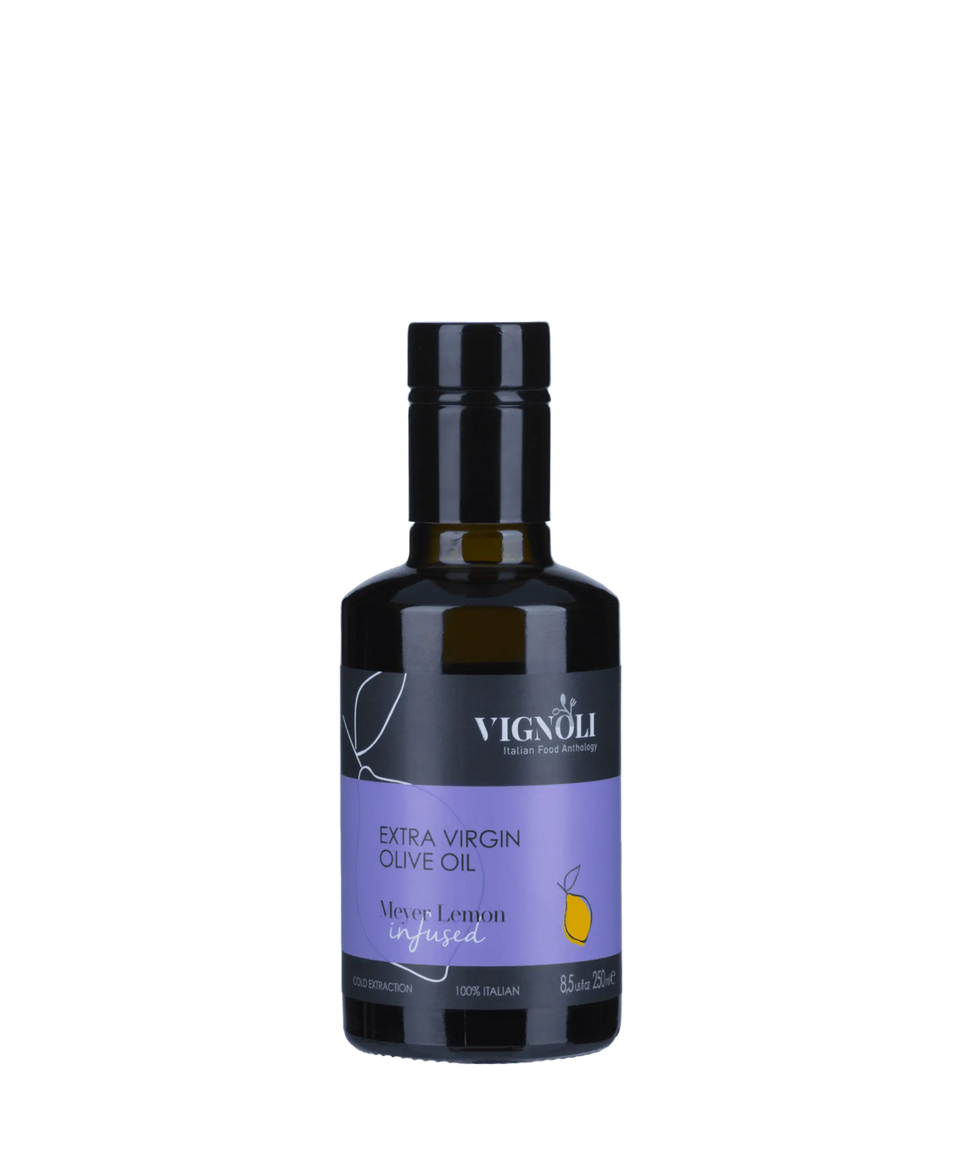Vignoli Meyer Lemon Infused Extra Virgin Olive Oil front of 8.5oz bottle