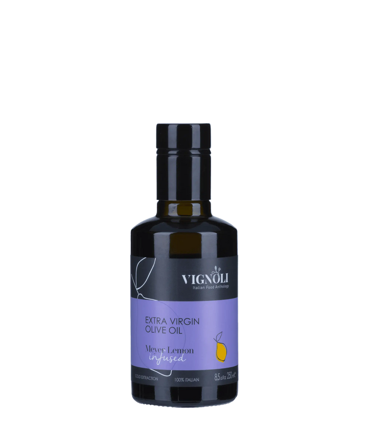 Vignoli Meyer Lemon Infused Extra Virgin Olive Oil front of 8.5oz bottle