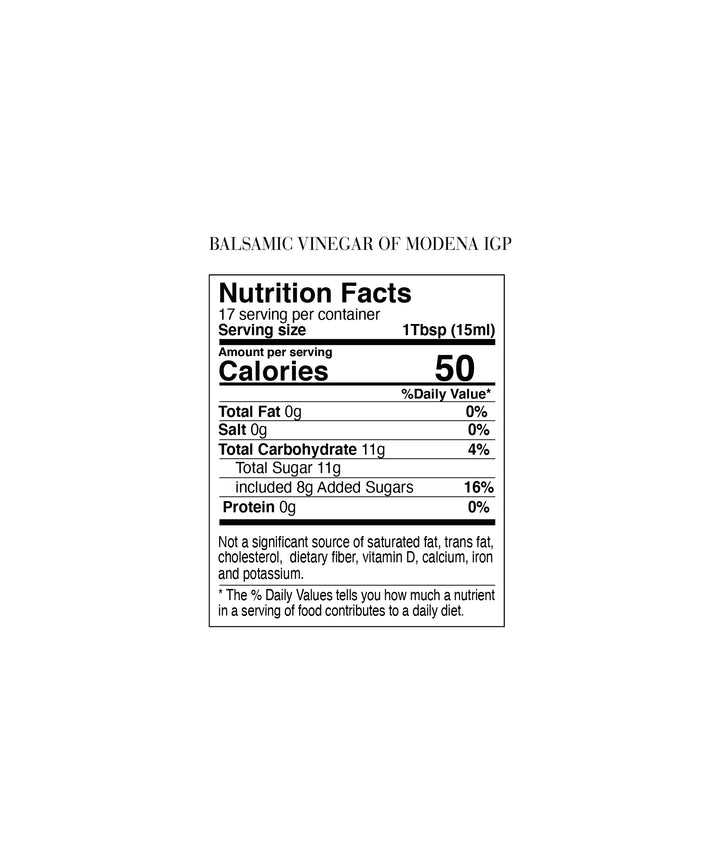 Balsamic Vinegar of Modena IGP - Density 1.19 nutrition facts