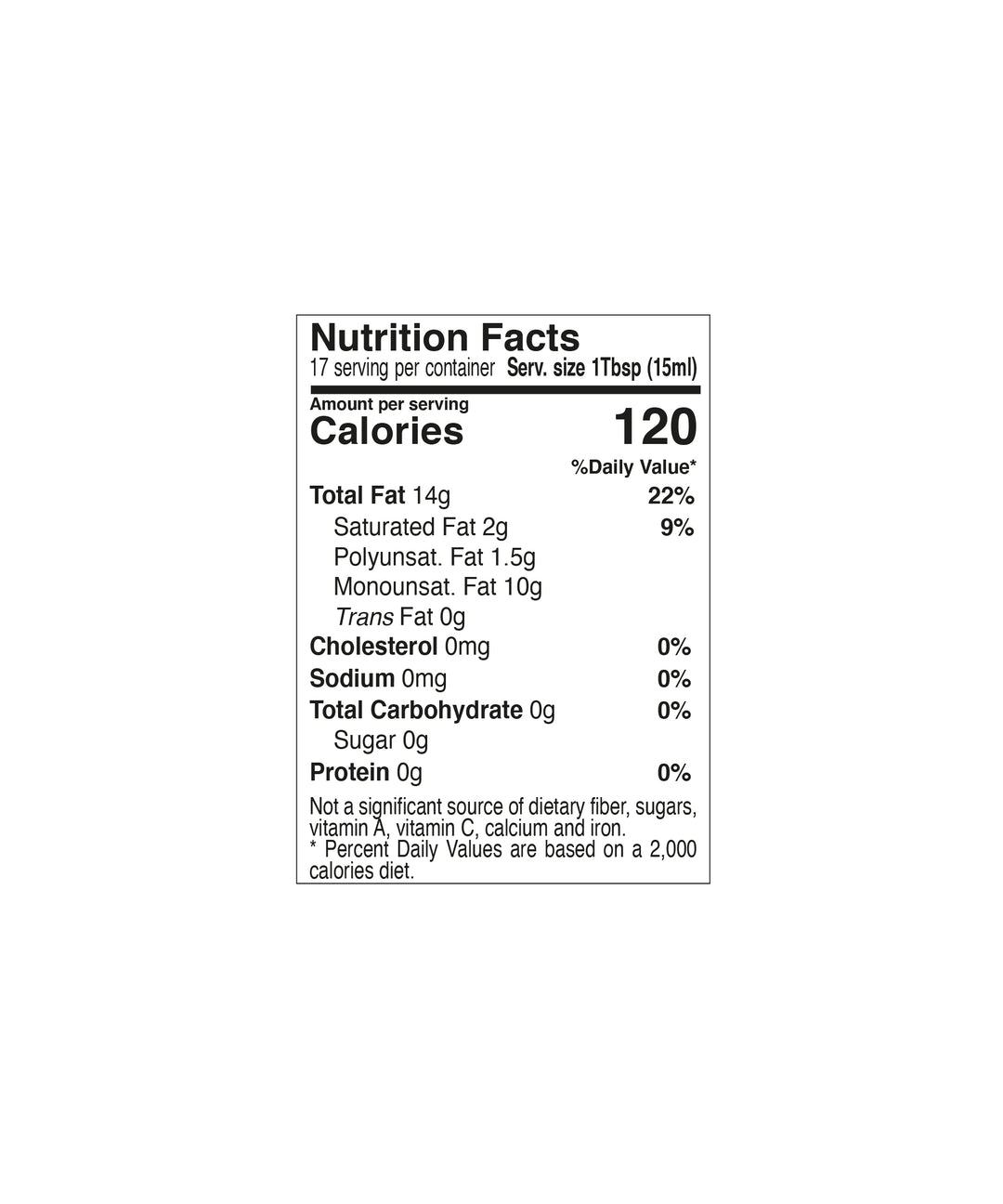 Vignoli White Truffle Infused Extra Virgin Olive Oil nutrition facts